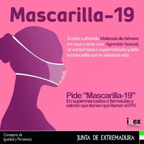 El Ayuntamiento se suma a la campaña “Mascarilla19”  para proteger y atender a las mujeres víctimas de la violencia de género