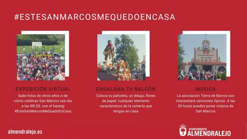 El Ayuntamiento propone actividades virtuales para celebrar San Marcos en casa