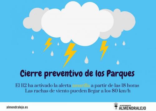 El Ayuntamiento cierra hoy los parques debido a la alerta amarilla por fuertes vientos