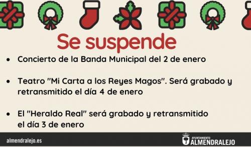 El Ayuntamiento suspende las actividades con público del programa de Navidad